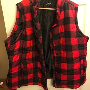 Plaid puffy vest